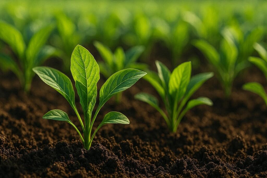 Healthy crop leaves showing strong micronutrient nutrition